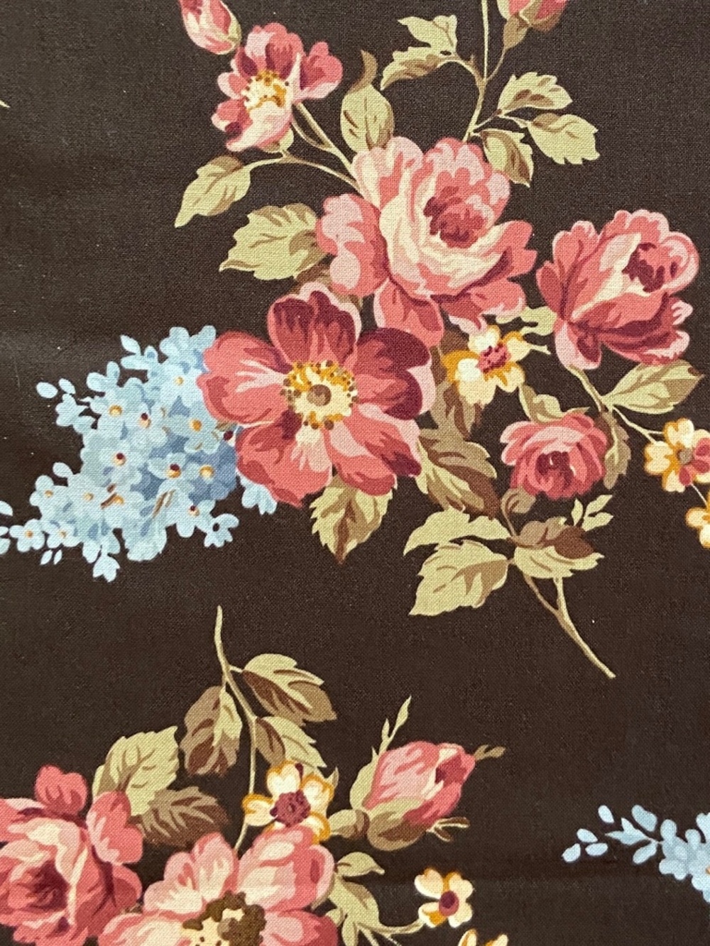 Pink Brown Floral Cotton Fabric Timeless Treasures Sewing Quilting 2.33 Yd x 45"